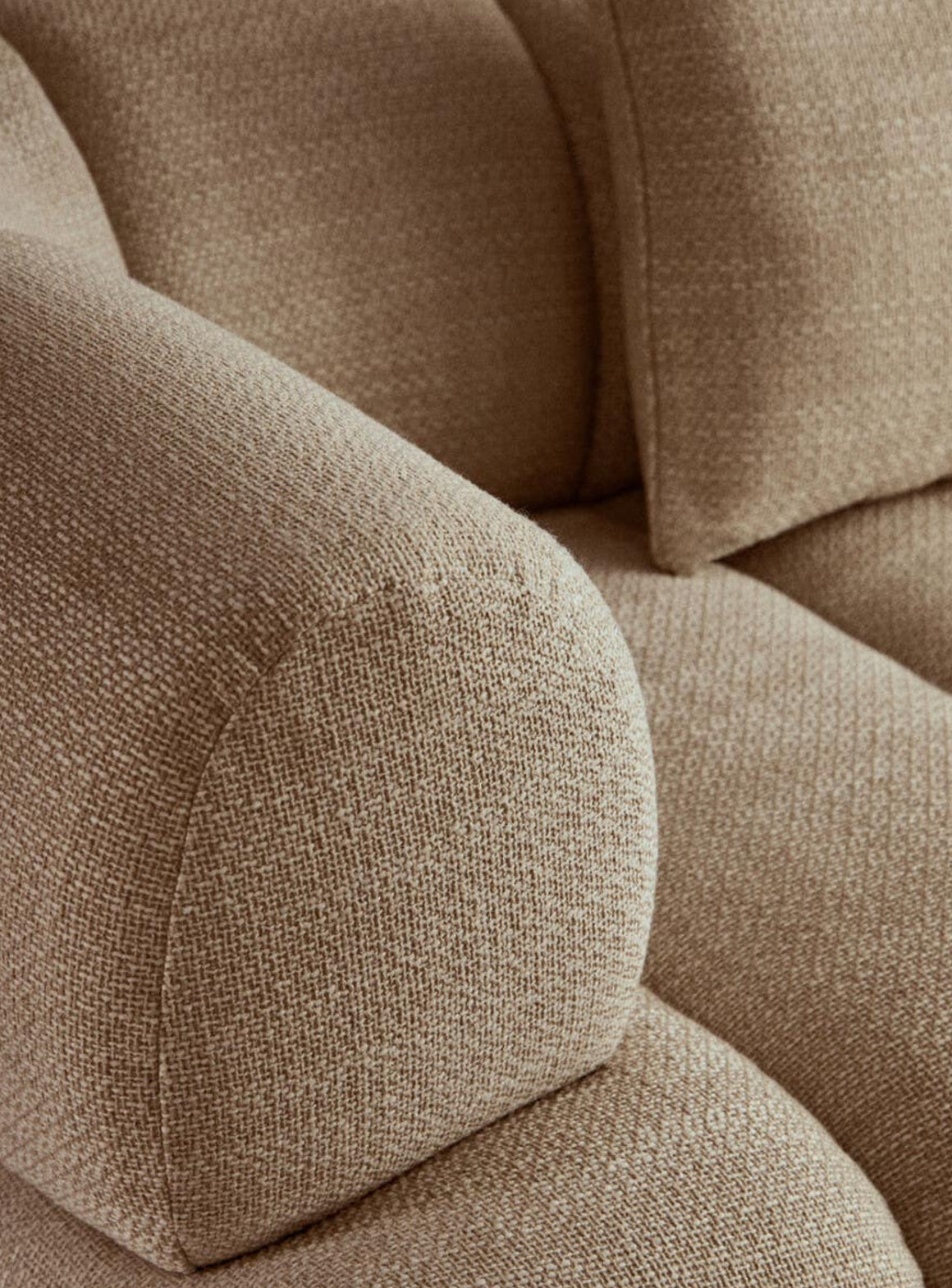 Cream Linen 3 Seater Curved Sofa