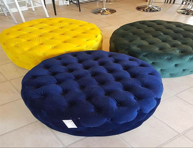 Round Harley Button Footstool