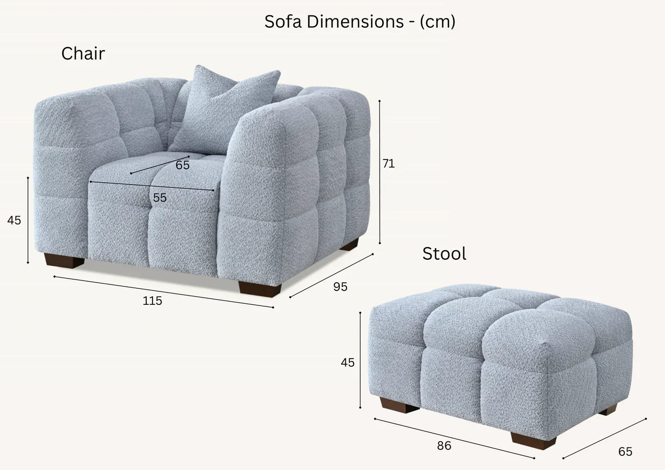 Beca Sofa Range in Pearl Boucle Fabric