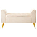 velvet storage bench with gold finish iron legs