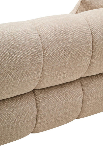 Cream Linen 3 Seater Curved Sofa