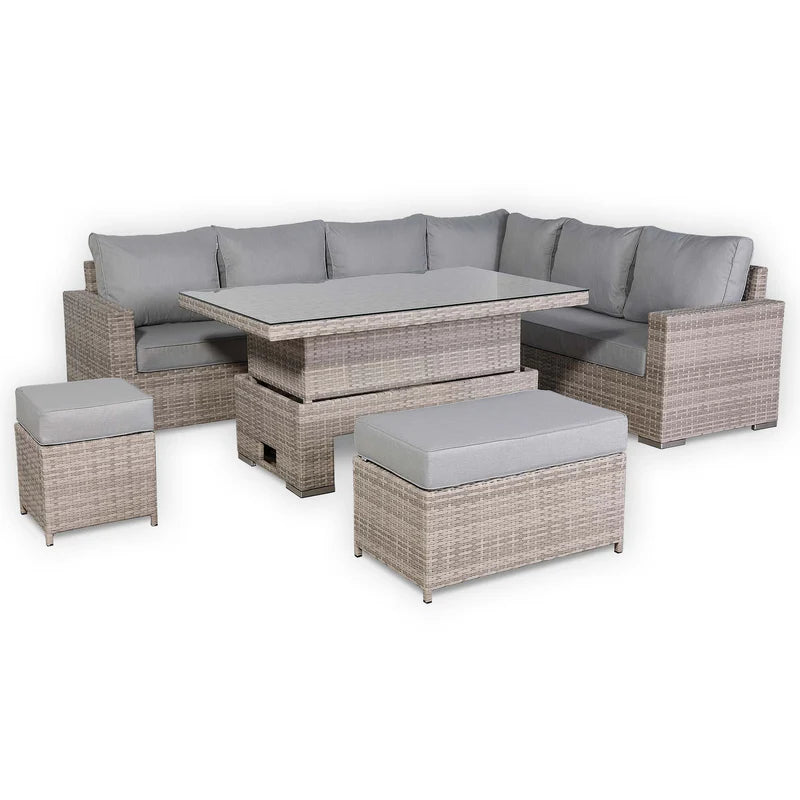 Right hand corner rattan dining set product view
