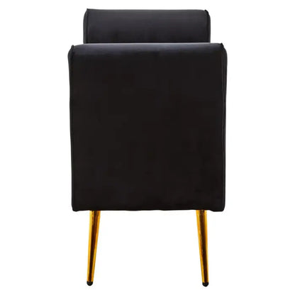 velvet storage bench with gold finish iron legs