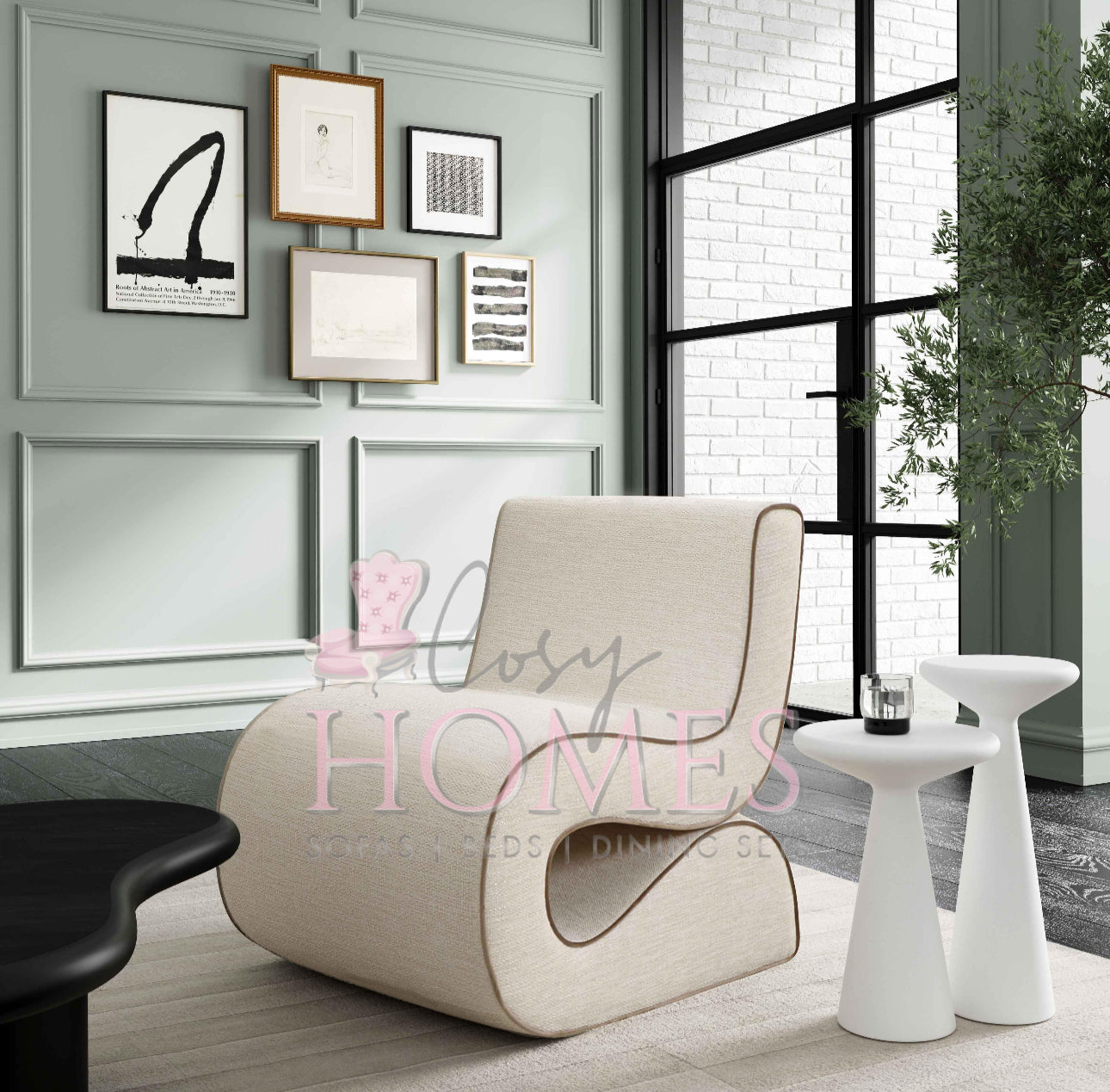 Misty Cream Basketweave Accent Chair