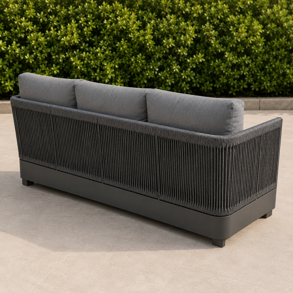 Ares outdoor three seater lounge sofa onyx detail