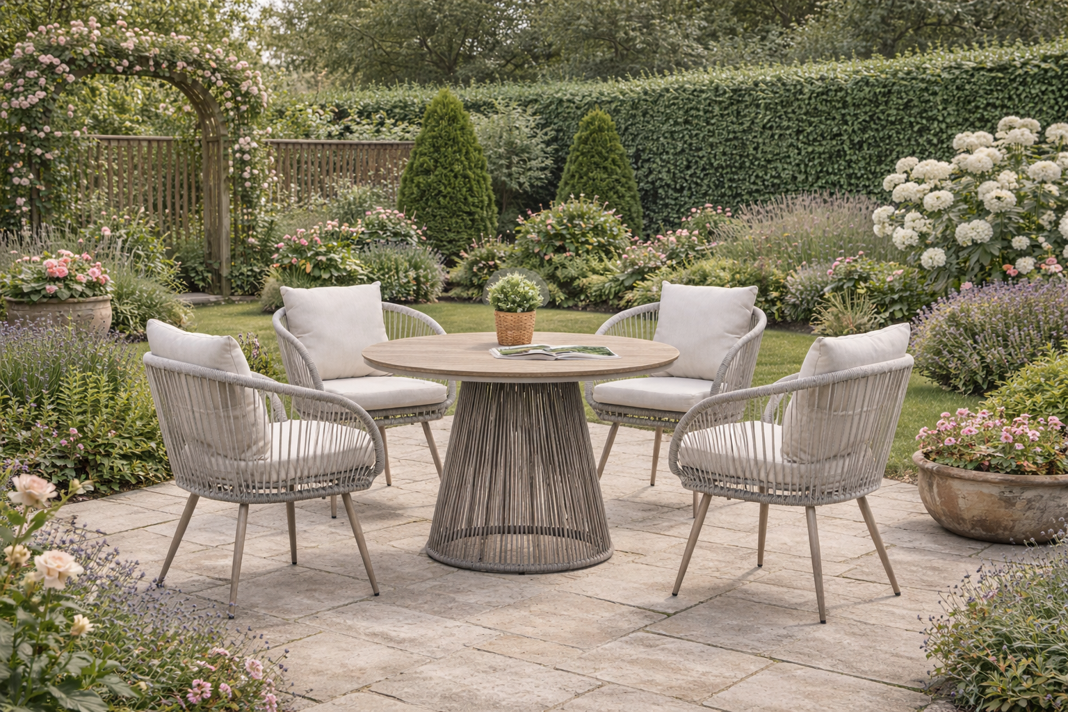 Cove Outdoor Dining Set natural 4 seater garden dining lifestyle image