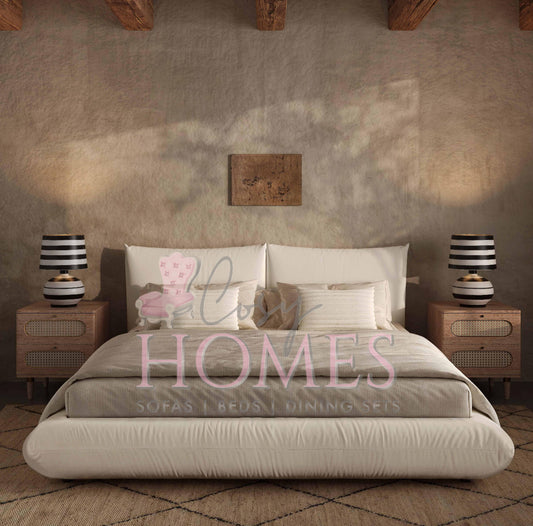 Cream Upcycled Linen Bed