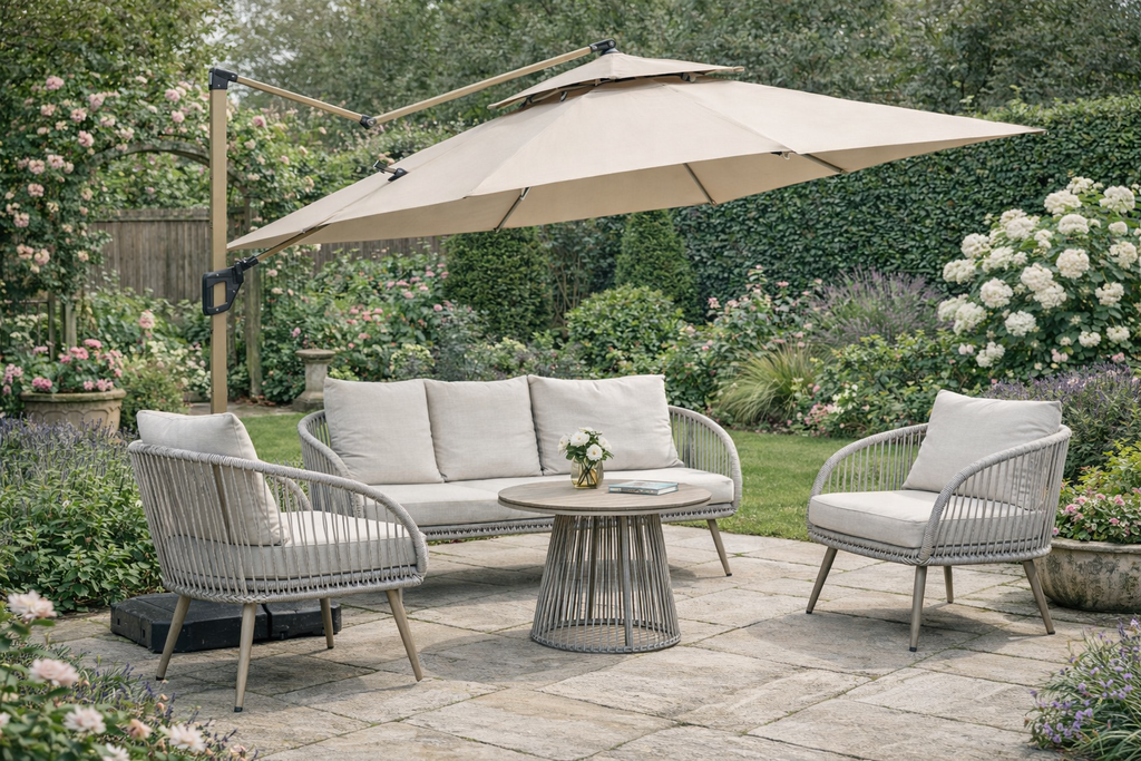 Camber 3m Cantilever Parasol garden seating lifestyle image