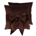 Choc Velvet Bow 18” Cushion
