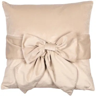 Cream Velvet Bow 18” Cushion