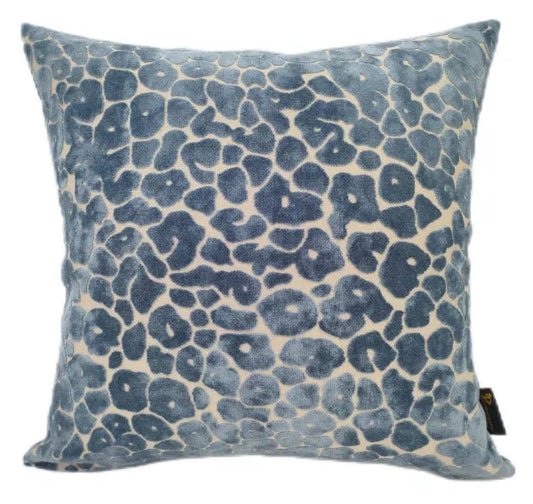 Blue Leopard Velvet Cushion