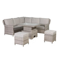 Square corner rattan dining set with rising table outdoor garden furniture