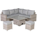 Square rattan dining set with rising table outdoor garden furniture