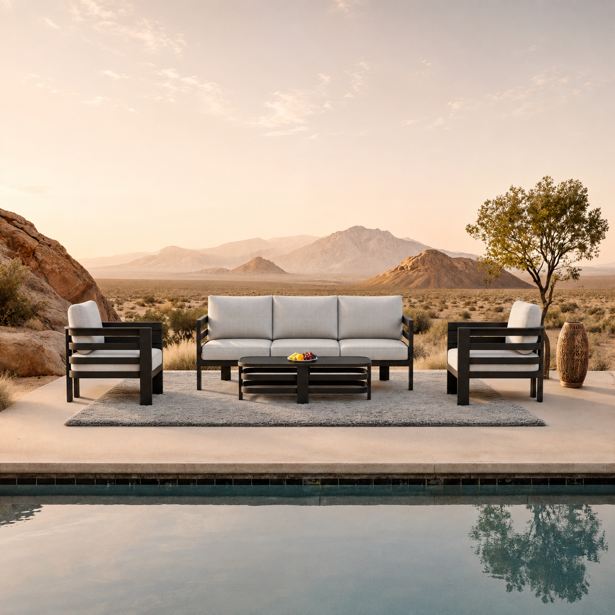Andros Outdoor Lounge Set in onyx, 5 seater garden lounge set hero image