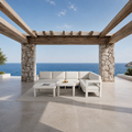 Sofia 8 seater outdoor corner lounge set in neutral woven garden furniture