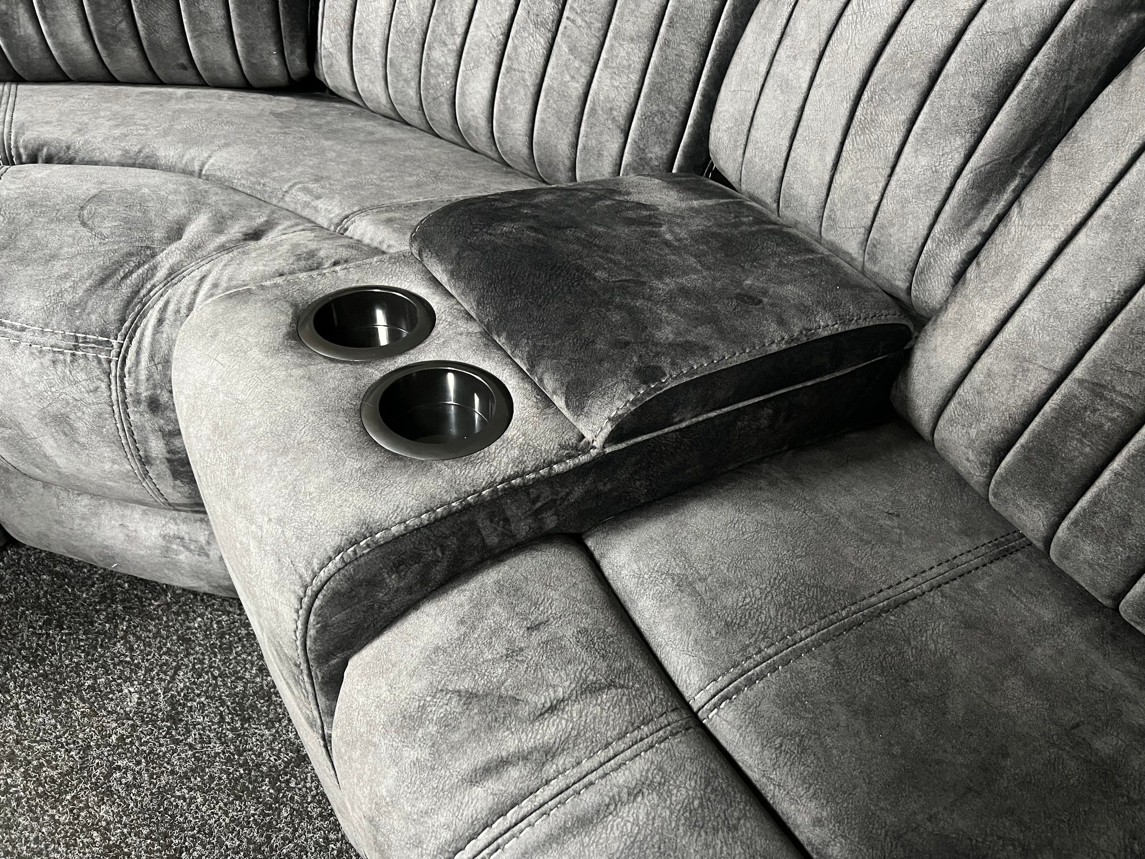 Rose Charcoal Electric Recliner Corner Sofa - electric recliner sofa detail