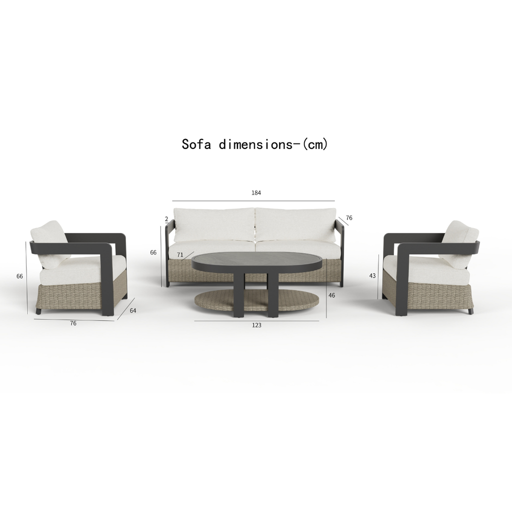 Selene 5 seater outdoor lounge set dimensions