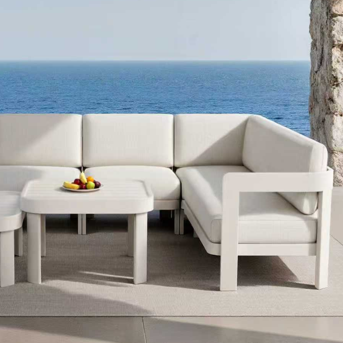 Sofia outdoor corner sofa close up woven texture