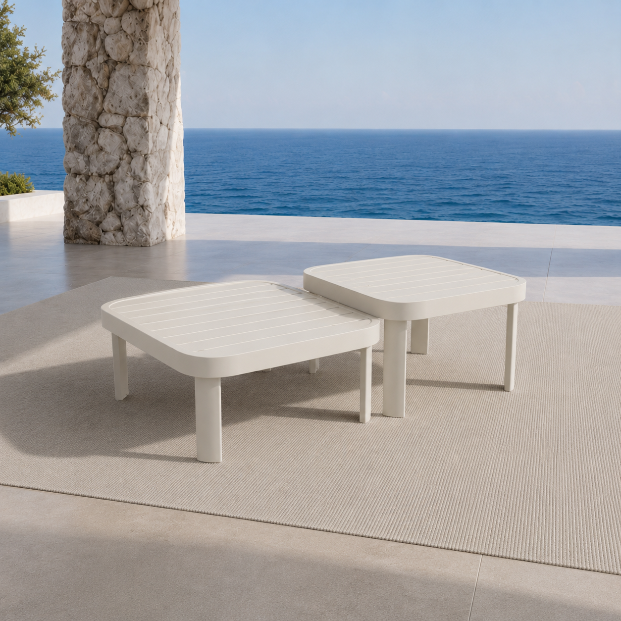 Sofia outdoor corner lounge table lifestyle detail