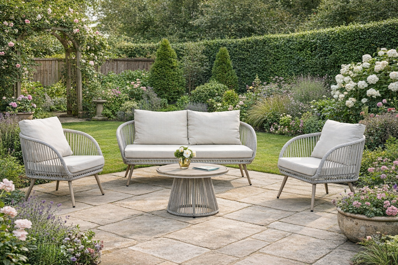 Cove Outdoor Lounge Set natural 4 seater garden seating lifestyle image