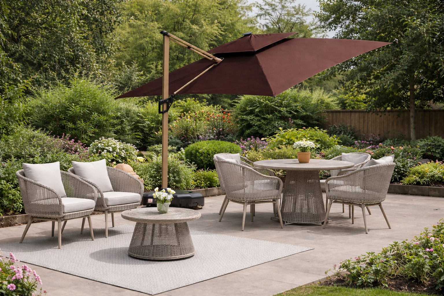 Camber 3m Cantilever Parasol outdoor patio lifestyle image