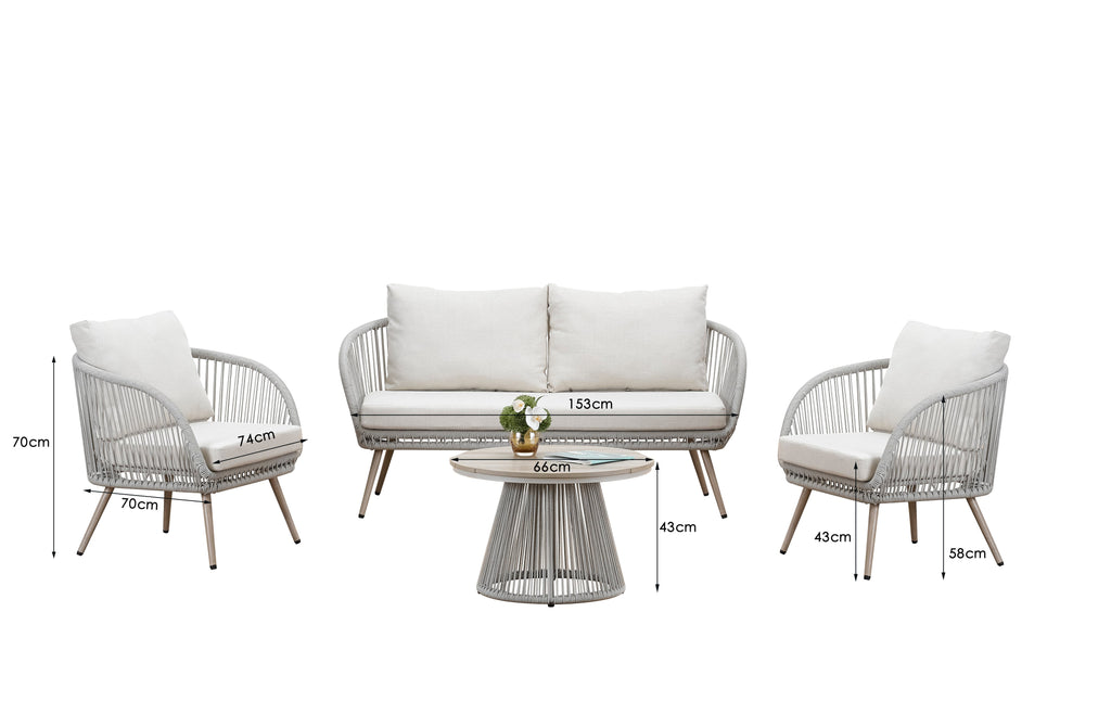 Cove Outdoor Lounge Set natural 4 seater angle image