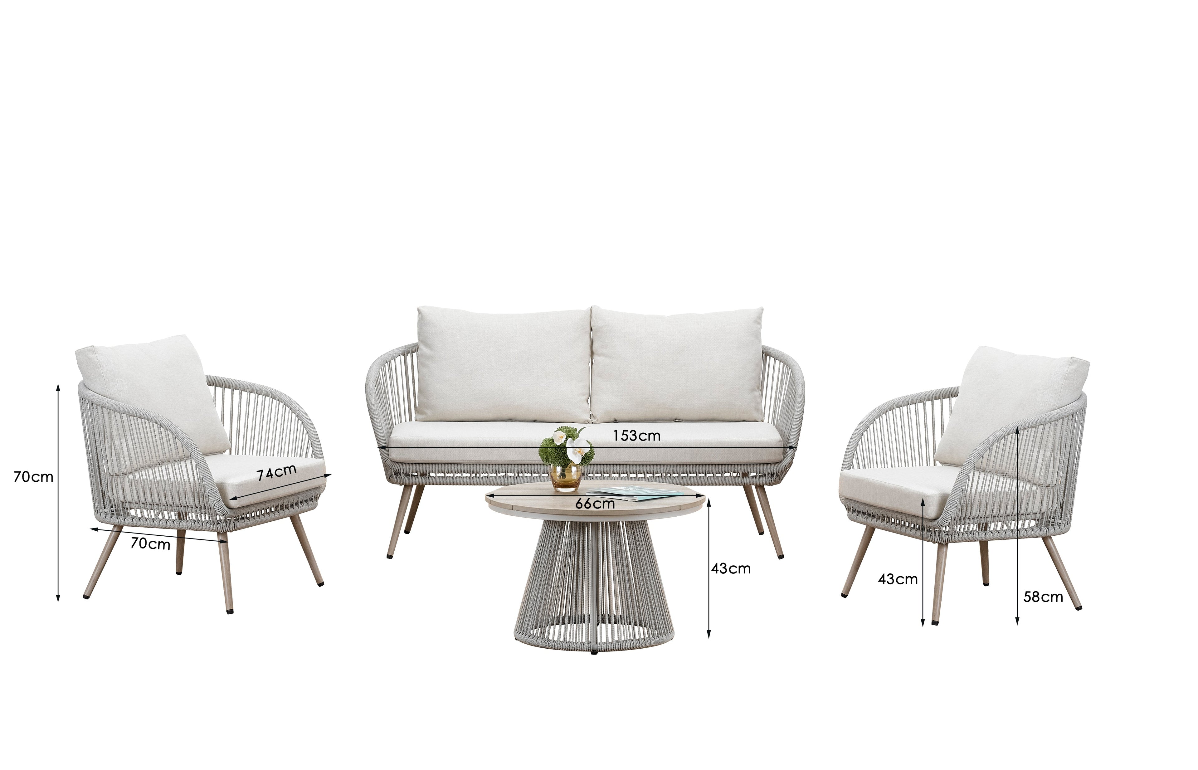 Cove Outdoor Lounge Set natural 4 seater angle image