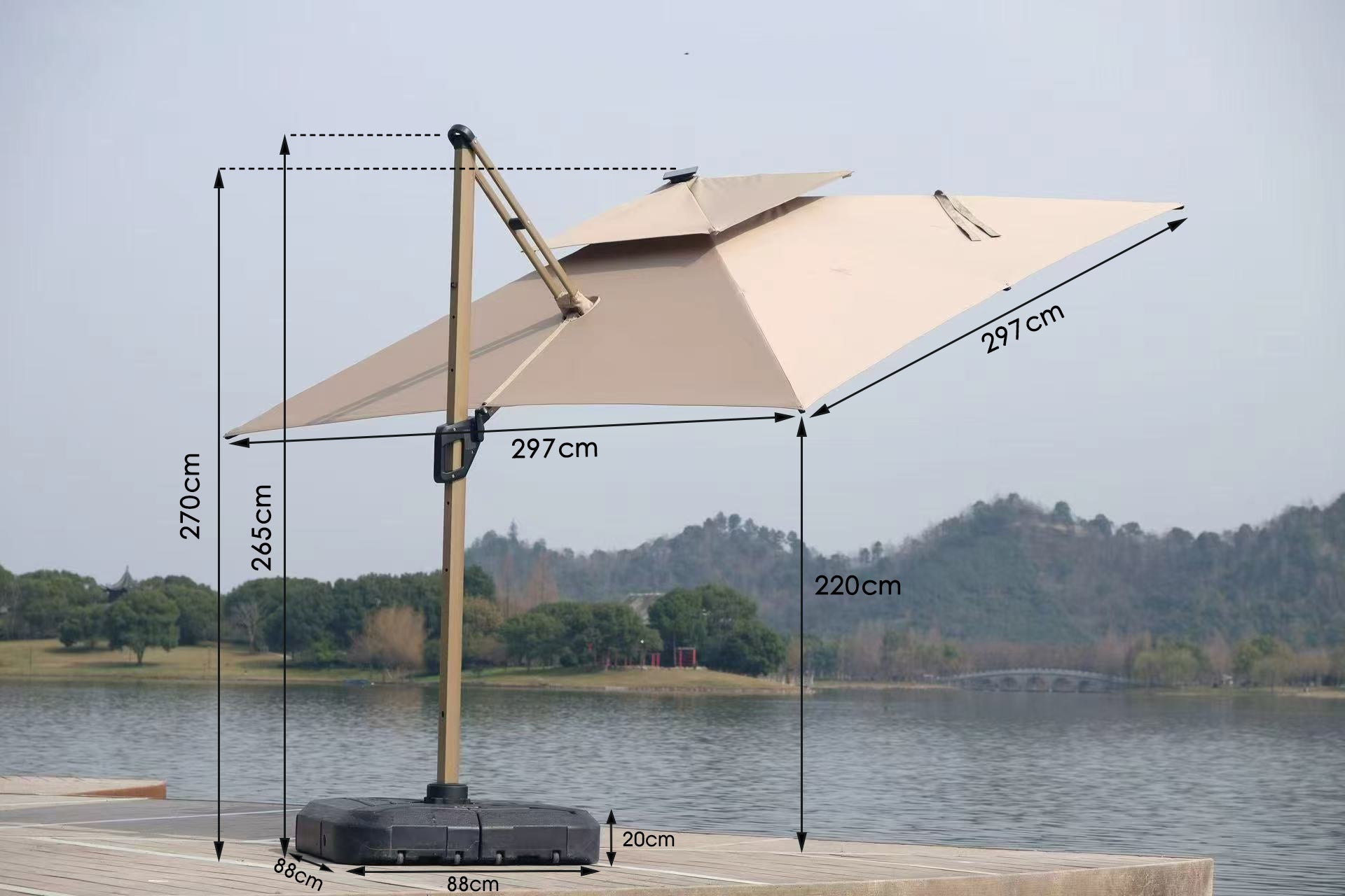 Camber 3m Cantilever Parasol colour and angle image