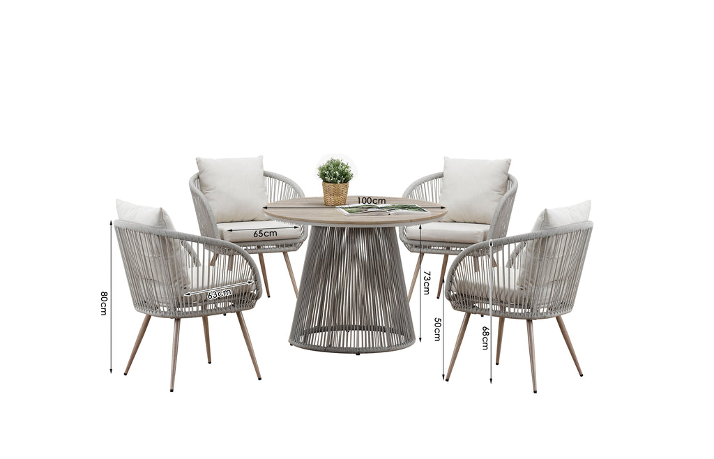 Cove Outdoor Dining Set natural 4 seater angle image