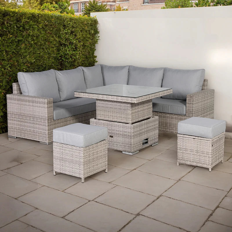 Square outdoor dining set rattan style product view