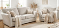 Ashton fabric sofa range in neutral living room with 3 seater sofa and armchair