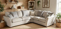 Carrington corner sofa in neutral fabric with scatter cushions