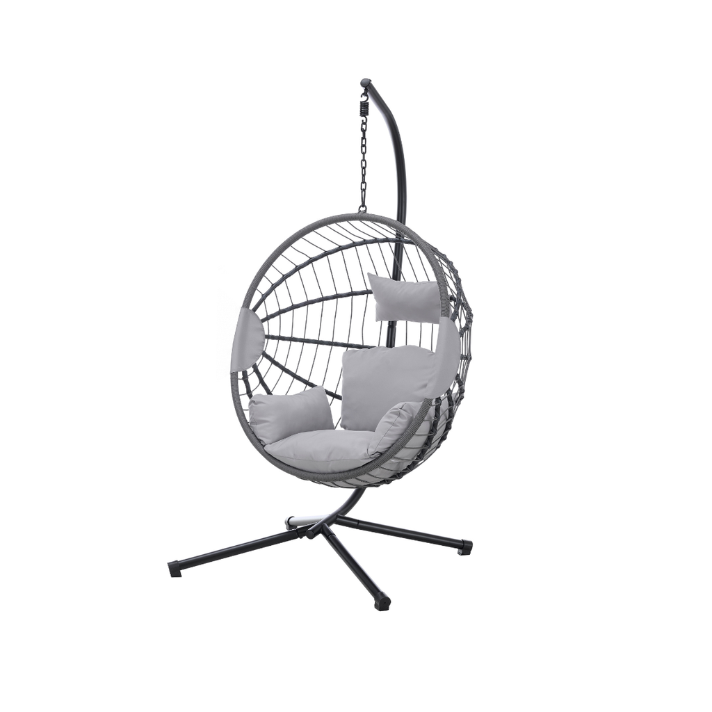 Hanging Egg Chair in light grey for indoor and outdoor hero image