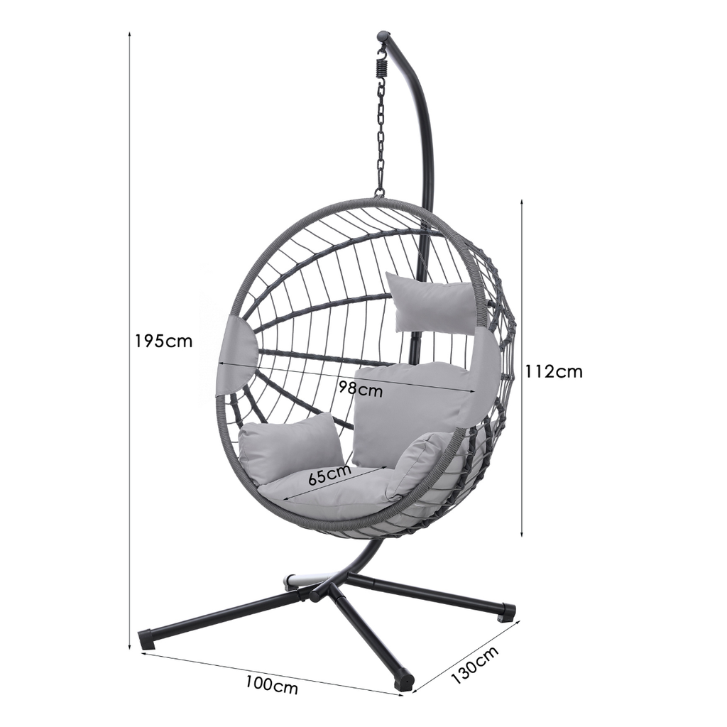 Hanging Egg Chair light grey dimensions image