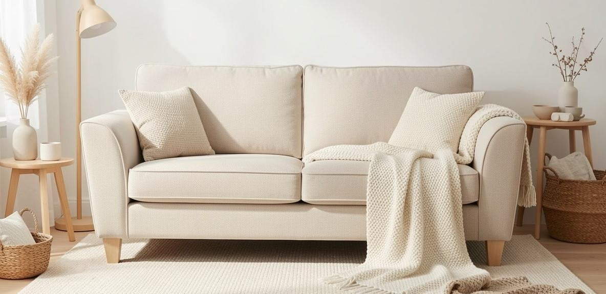 Newbury fabric sofa range in neutral living room setting