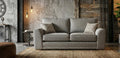 Saturn fabric sofa range in neutral fabric with modern cushions
